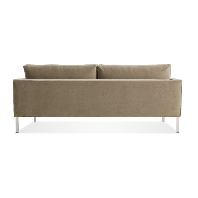 Paramount Sofa, Stainless Steel, Otter Velvet Velvet, 32" H x 95" W x 34" D