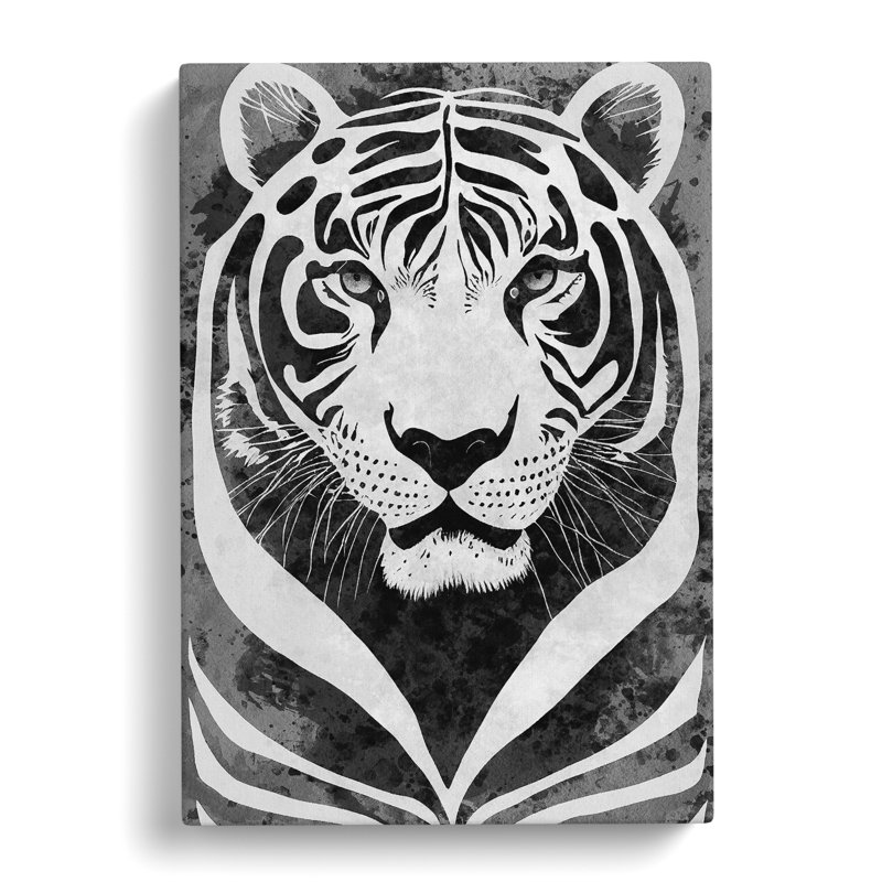 Monochrome Tiger No.4 - Wrapped Canvas, 76cm H x 50cm W x 3cm D