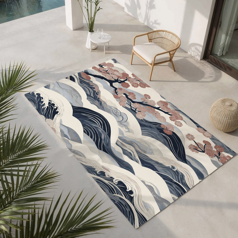 Tapis intérieur et extérieur Serenity In Bloom, Rectangle 1 pi 6 po x 2 pi 6 po