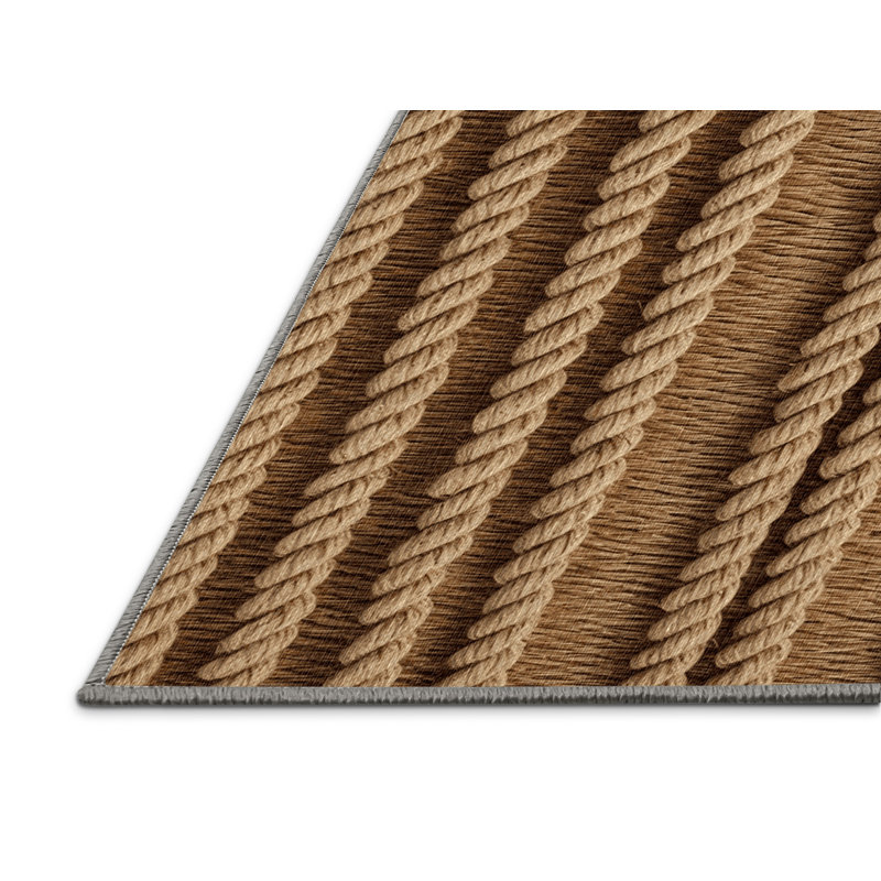 Washable Rope Details Farm Area Rug, Square 4'