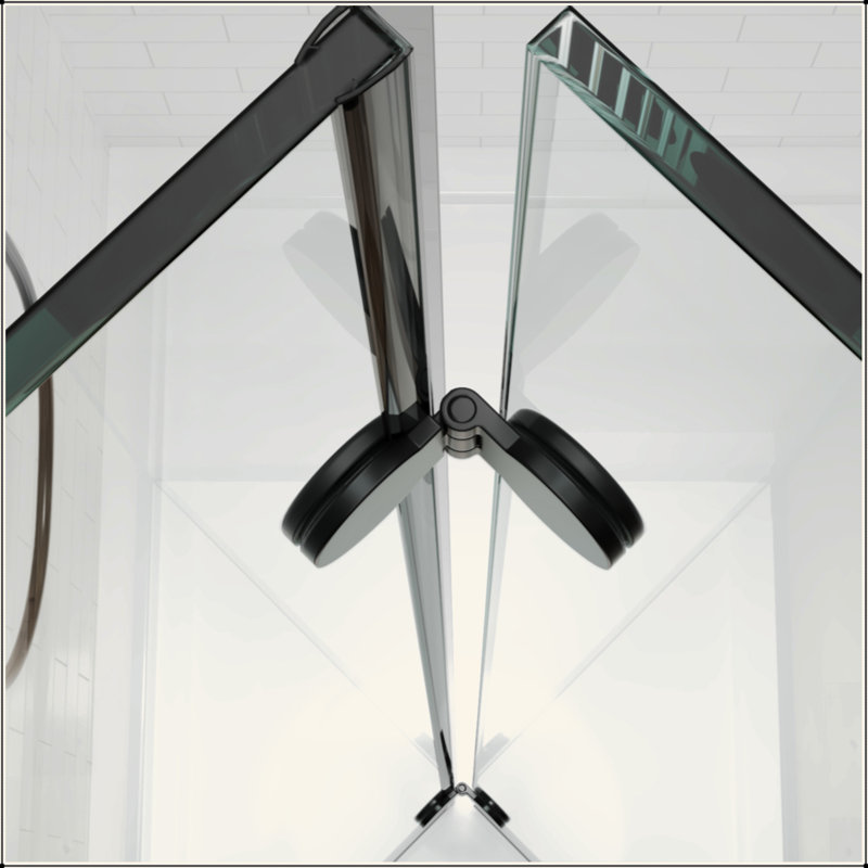 Porte de douche à double panneau de porte battante en verre trempé Bifold