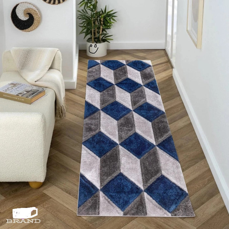 Modern Large Shaggy Rug Hallway Living Room Area Rug Bedroom Carpet Mat, Rectangle 60 x 110 cm
