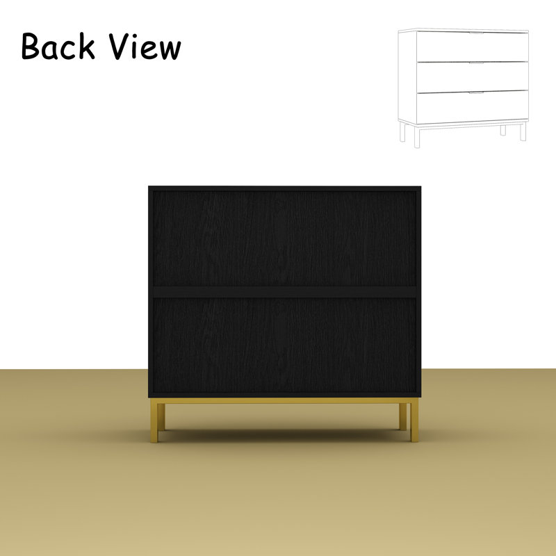 Spurlin 31.5" W 3-Drawer Dresser, Black