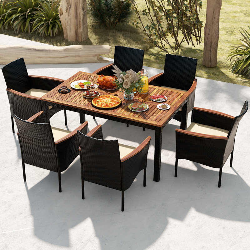 Kristain Rectangular 6 - Person 59'' L Outdoor Restaurant Dining Set