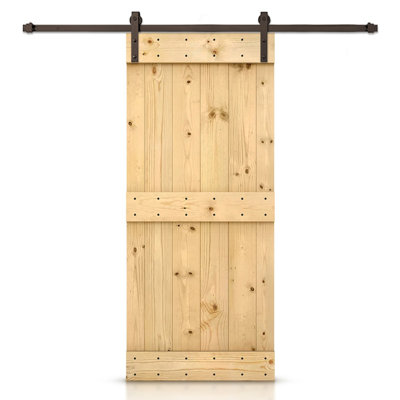 84'' Solid Wood Paneled Unfinished without Installation Hardware Kit Barn Door