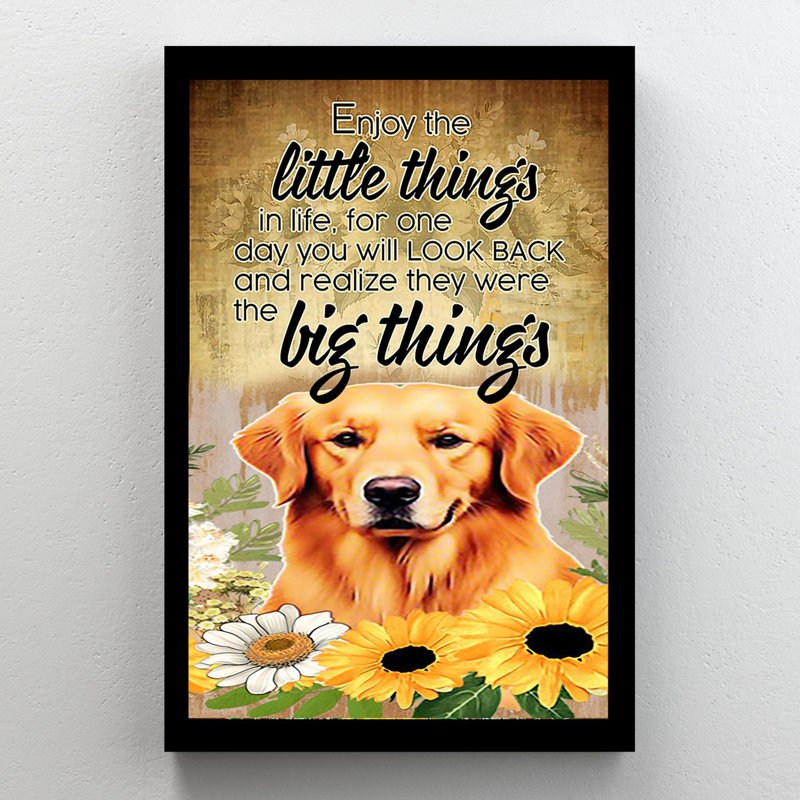 «Dog Enjoy The Little Things», reproduction d'art graphique sur toile tendue, H 14 po x l 11 po x P 1,25 po