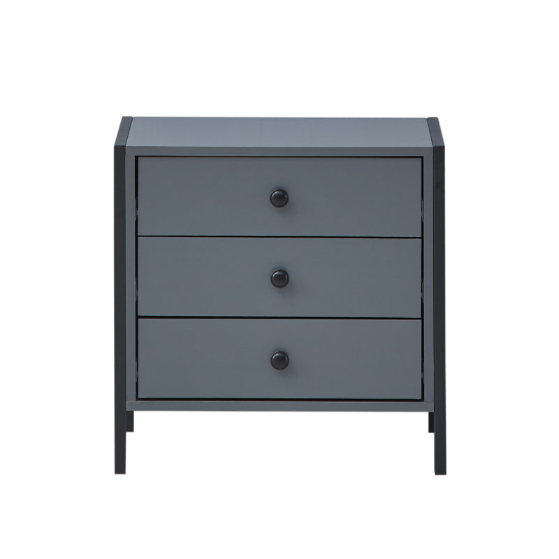 Harrold 53.8cm W Manufactured Wood Bedside Table, Dark Grey/Black
