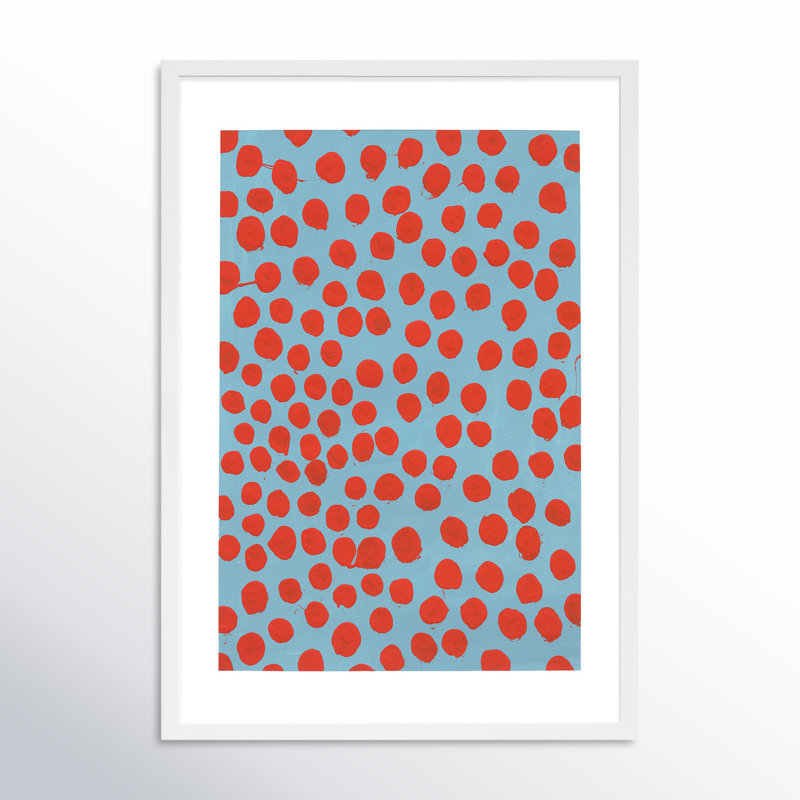 Navi Orient rouge sur bleu gris par Michela Sorrentino - Peinture, H 20 po x l 14 po x P 1,25 po, Blanc