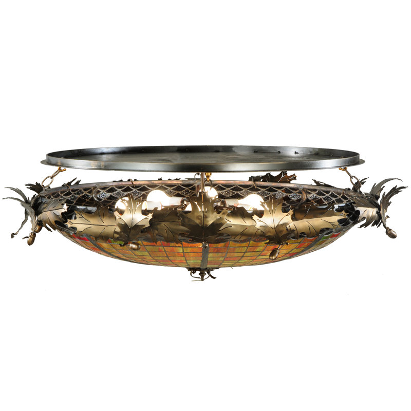 Rustic Lodge Glass Semi Flush Mount