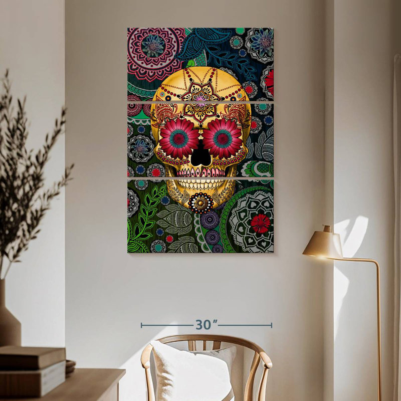 Sugar Skull Paisley Garden, 65" H x 42" W
