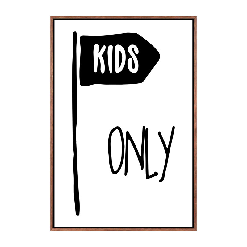 Kids Only - impression d'art textuel, H 60 po x l 40po x P 1,5 po, Pas de tapis, Toile avec cadre brun