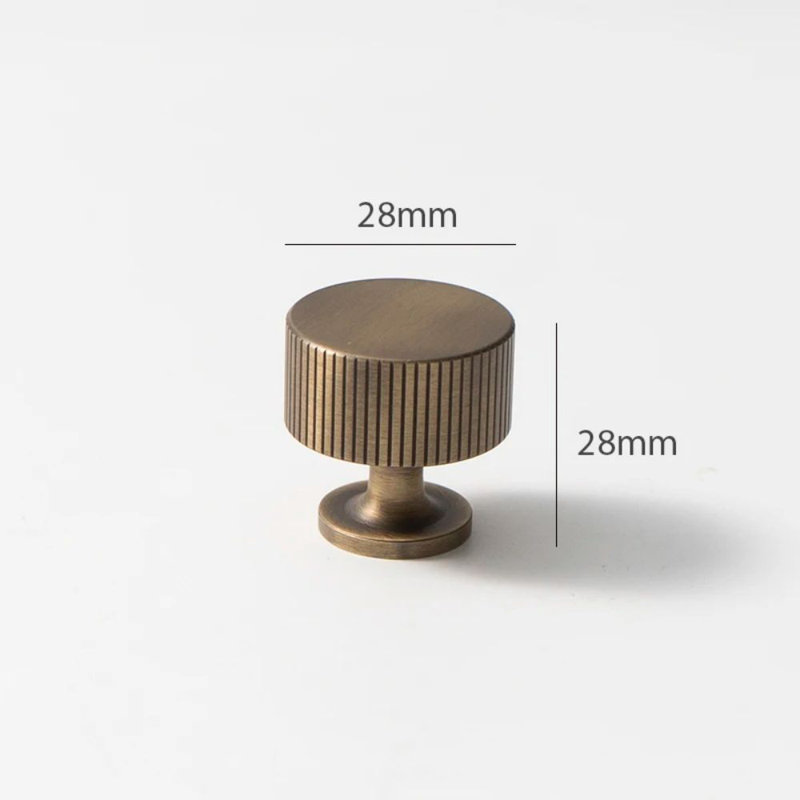 Poignée ronde en laiton massif, 1.1"