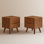Ensemble de table de chevet 2 tiroirs Mid-Century, table de chevet en bois massif avec rangement