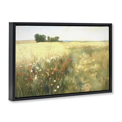 «Floral Prairie Meadow», toile flottante encadrée noire par Ramona Murdock