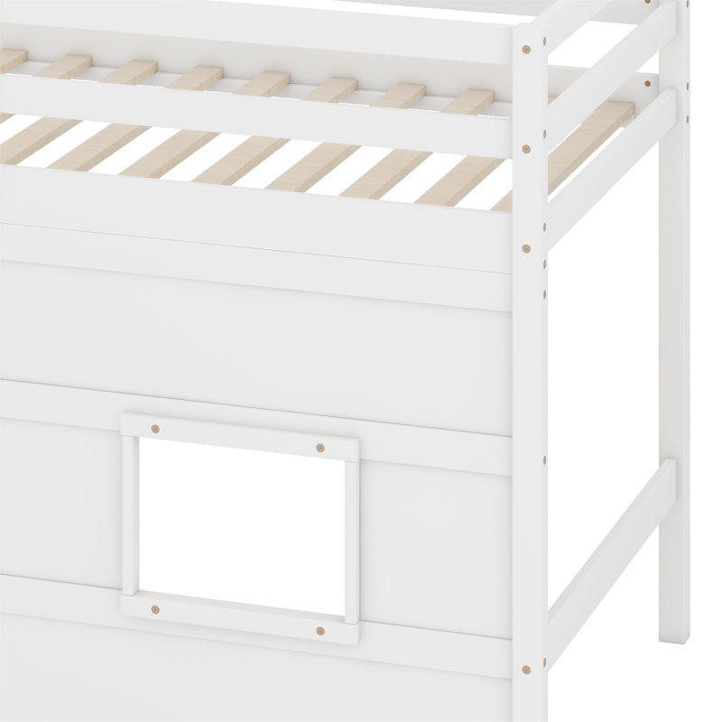 Loft Bed With Storage Staircase And Window, White