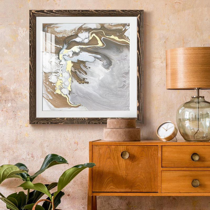 " Hydrous " Painting Print, 17" H x 17" W x 1.5" D, Walnut Framed