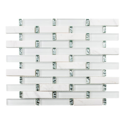 Saga 1" Glass and Marble Brick Joint Mosaic Wall Tile