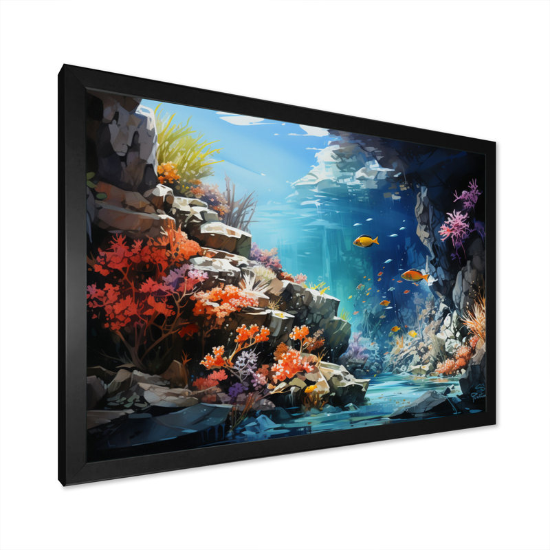 Aquariums Marine Wonders III - Aquariums, art mural, H 24 po x l 32 po x P 1 po, Cadre photo noir