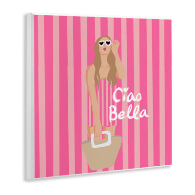 Plaque murale rose rayée Glam Girl, design par Chen Alyesh