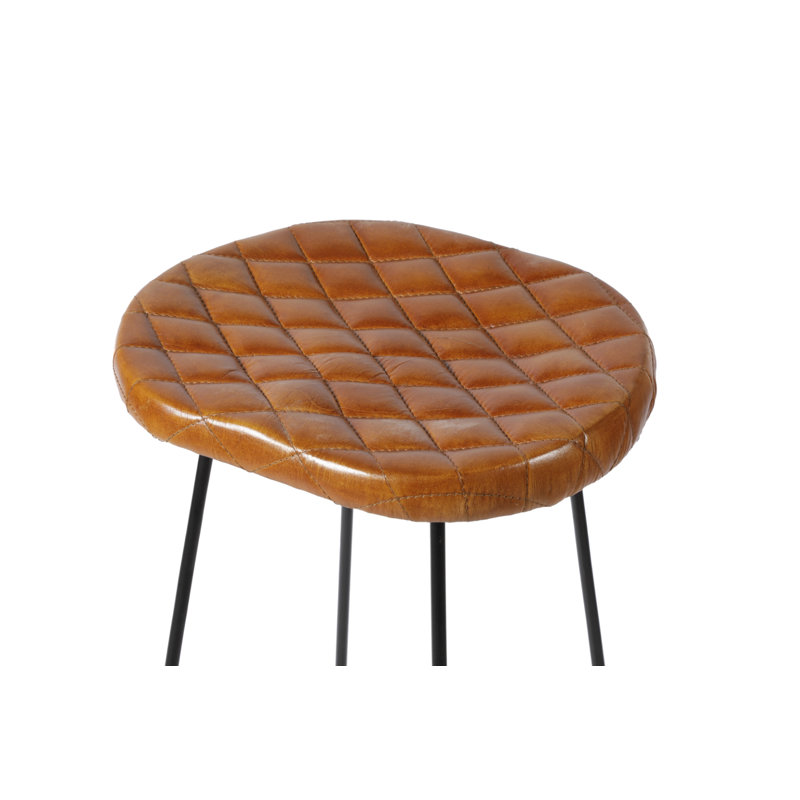 Adamsen Upholstered Counter Stool with Metal Frame, Tan