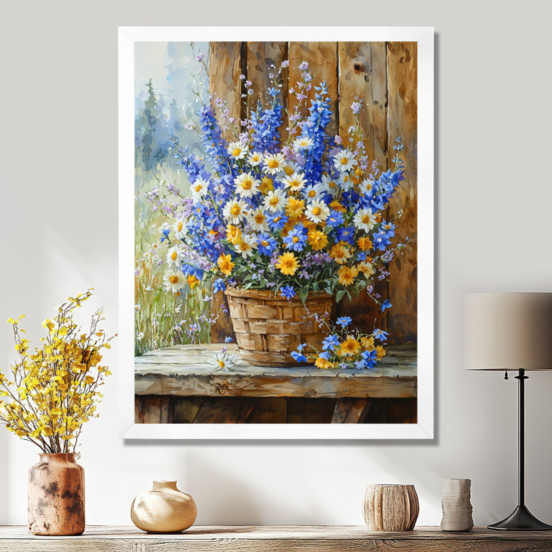 Stevens - Floral Wall Art Prints, H 44 po x l 34 po, Reproduction encadrée d'une seule photo, Blanc