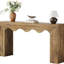 Console de style campagnard, support décoratif à devant ondulé, longue table étroite pour le vestibule et derrière le canapé