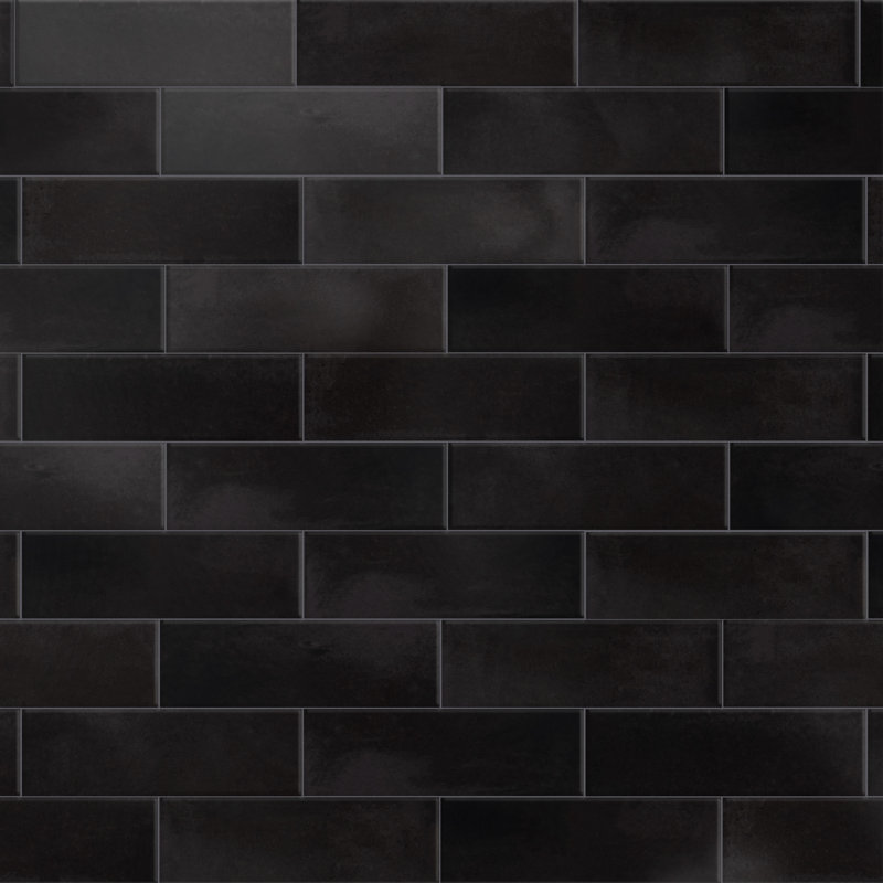 Coco 2" x 6" Porcelain Subway Wall Tile, Black Hat