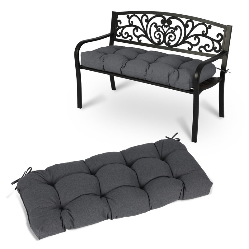Aoodor Outdoor Polyester Tufted Bench Cushion, 46" W x 19.7" D, Gray