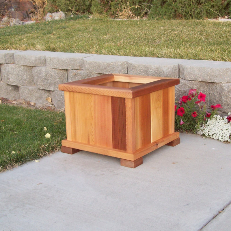 Brandsville Handmade Wood Planter Box, 17" H x 21" W x 21" D, Cedar Stain
