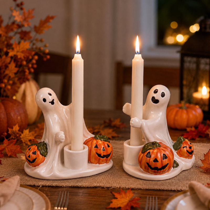 Ensemble de porte-bougies en céramique Halloween