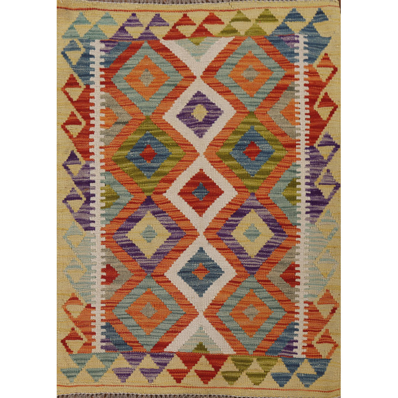 Tapis décoratif kilim en laine South Western 3 x 4