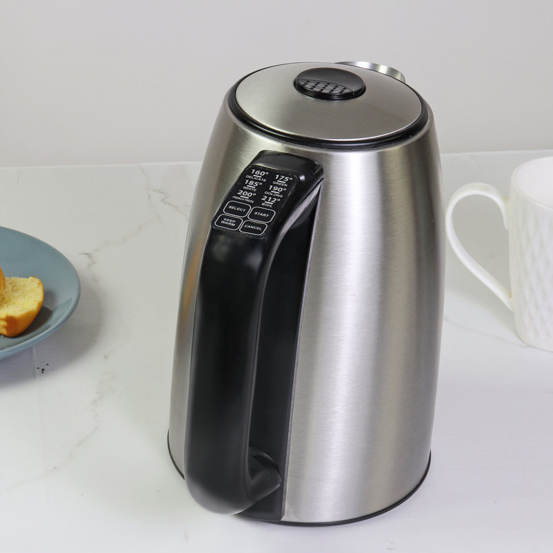 Bouilloire électrique sans fil 1,7 L avec 6 températures préréglées Kenmore, acier inoxydable