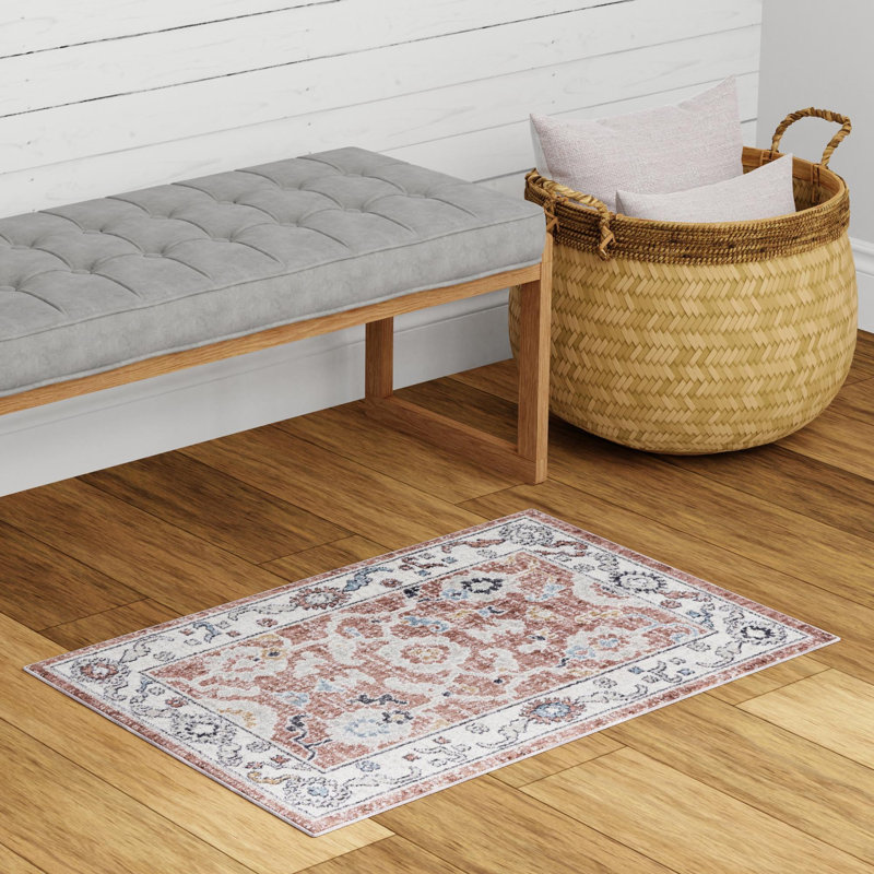 Tapis traditionnel gris foncé beige, Rectangle 7 pi 10 po x 10 pi