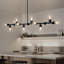  Lustre linéaire spoutnik moderne en verre transparent à 13 lumières à intensité variable