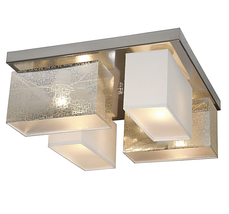 Eris-004 Fabric Flush Mount, Silver/White