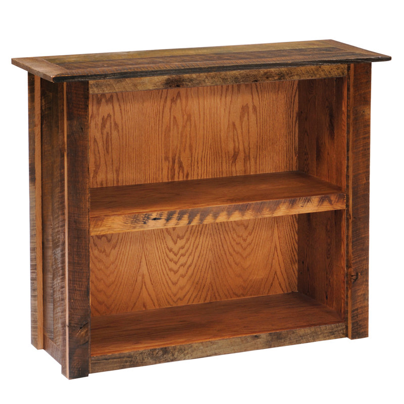 Fireside Lodge Barnwood Small Bookshelf, (2 Shelves) 36" H x 34" W x 15" D, Barnwood