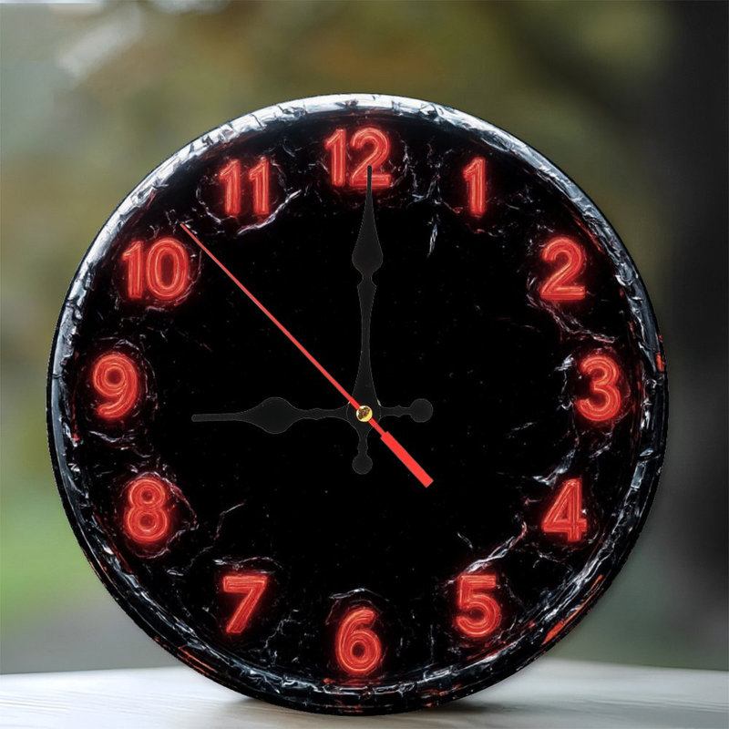 Horloge craquelée à chiffres rouges