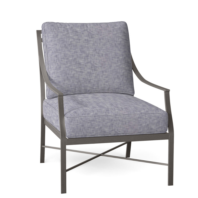 Monaco Arm Chair with Cushions, Verona Silver Sunbrella®, Welt, Slate Gray