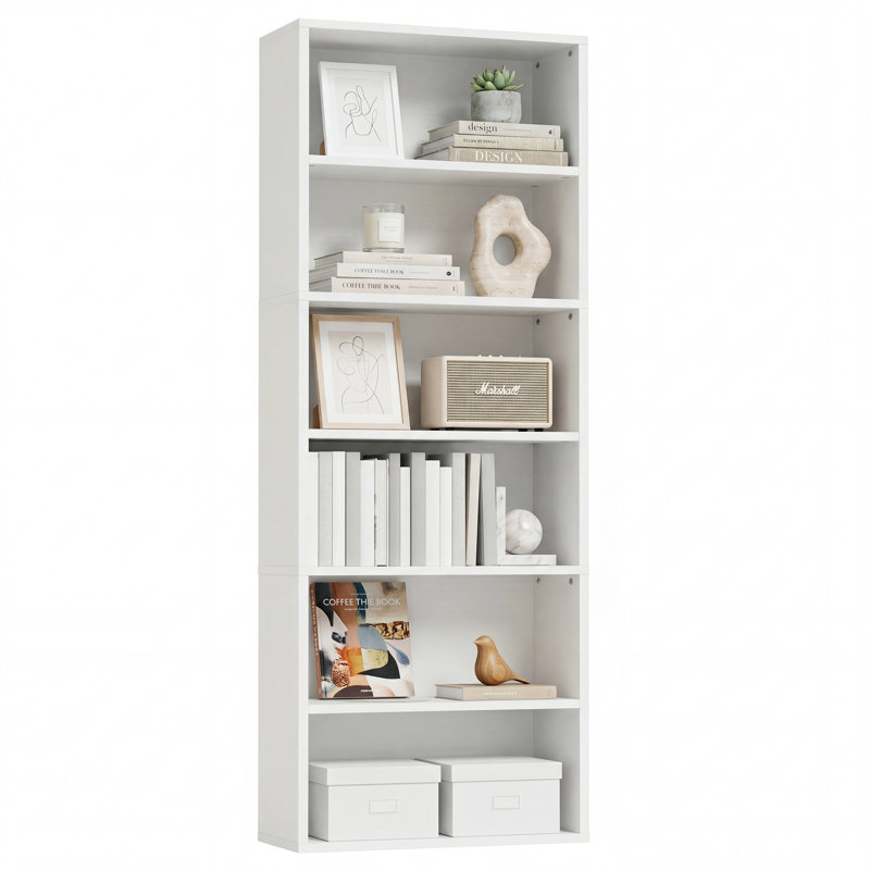 Bibliothèque standard de 180 cm (H) x 58 cm (L), tablette de rangement robuste pour chambre, salon, bureau à domicile, Blanc