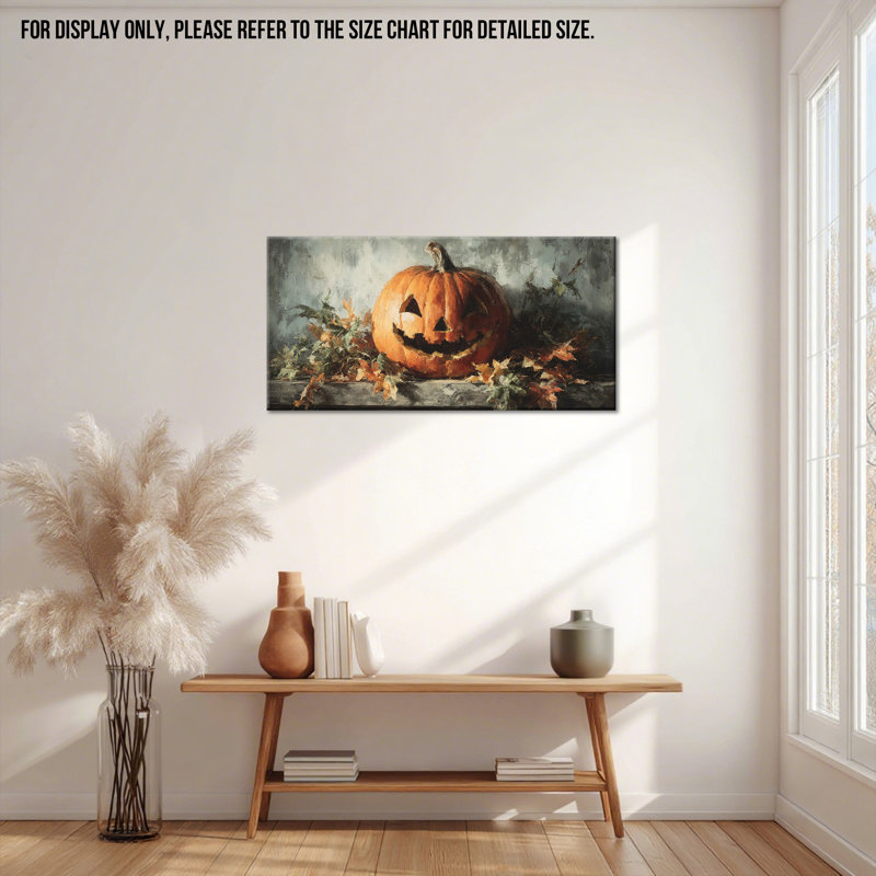 Grandes citrouilles, art mural d'automne, H 24 po x l 48 po