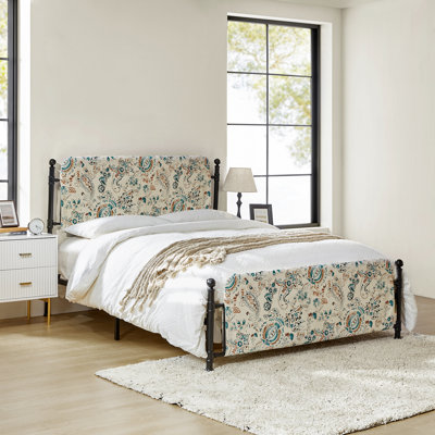Carlyon 62" W Metal Four Poster Bed with Washable Slipcover and Adjustable Headboard by Wade Logan