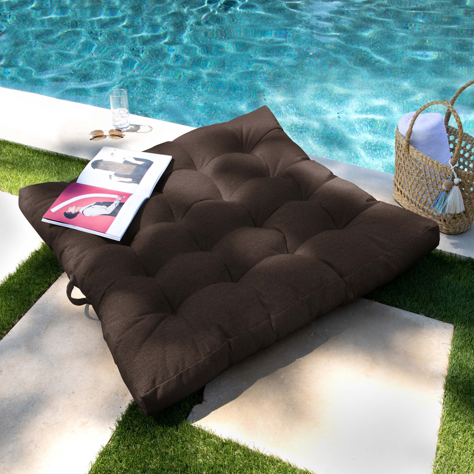 Antoni 40" x 40" Sunbrella® Throw Pillow, Canvas Java