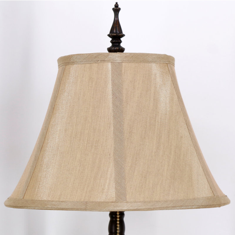 Antique Resin Farmhouse Table Lamp, Faux Silk, Light Pink