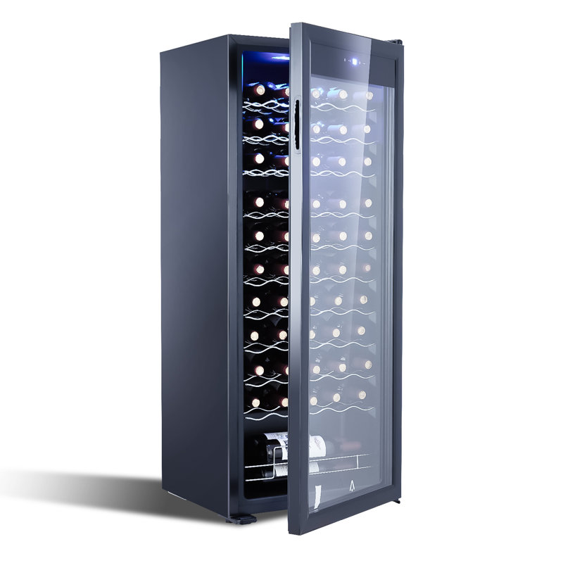 Dual Zone Wine Cooler Refrigerator – 55 Bottle 15 Inch Freestanding Beverage Fridge with Glass Door, Adjustable Shelves, Digital Temperature Control, Fast Cooling, Quiet Compressor