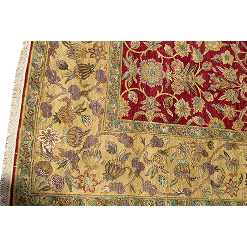 Tapis rouge et or de haute qualité noué à la main