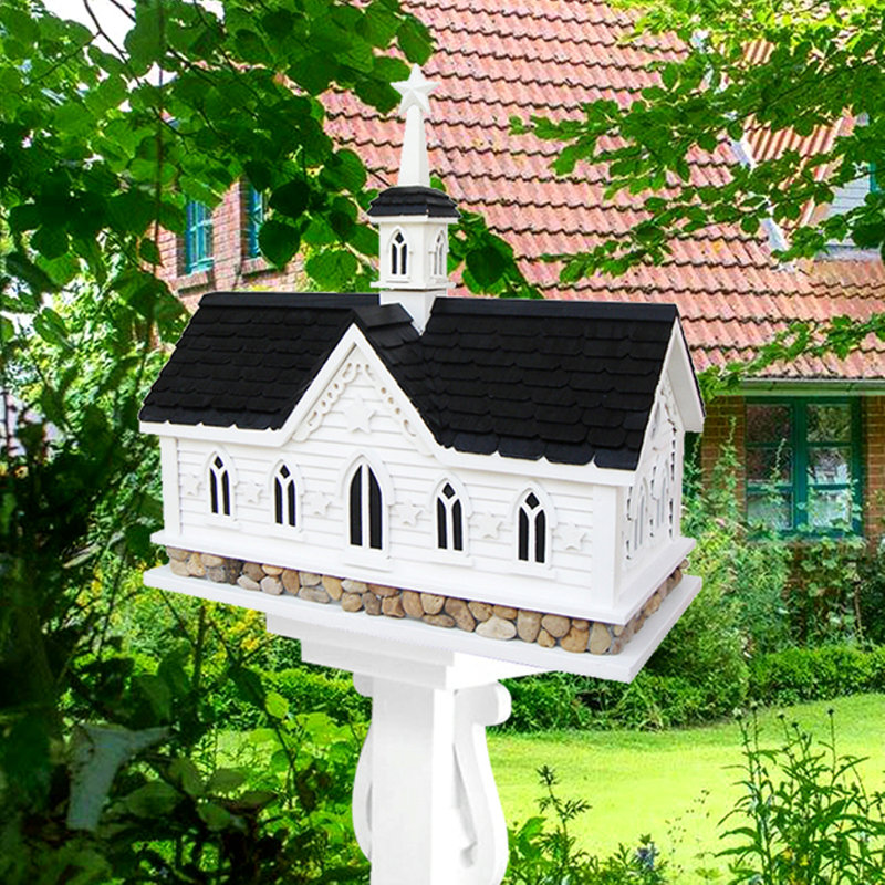 White and Black River Stone Star Barn Birdhouse