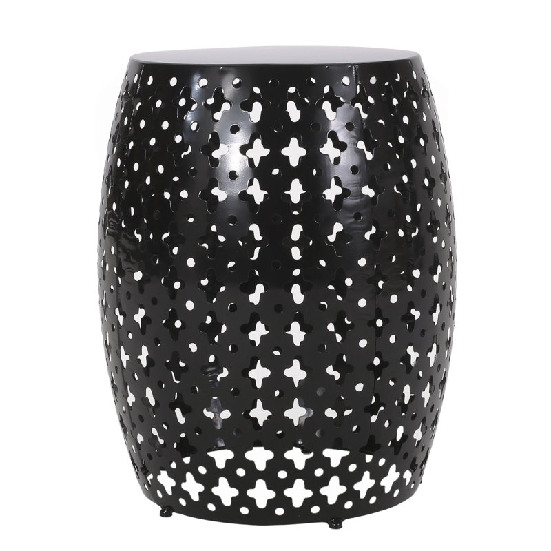 Table de bout d'extérieur Miami, découpe ronde, fer noir 17 po, Noir