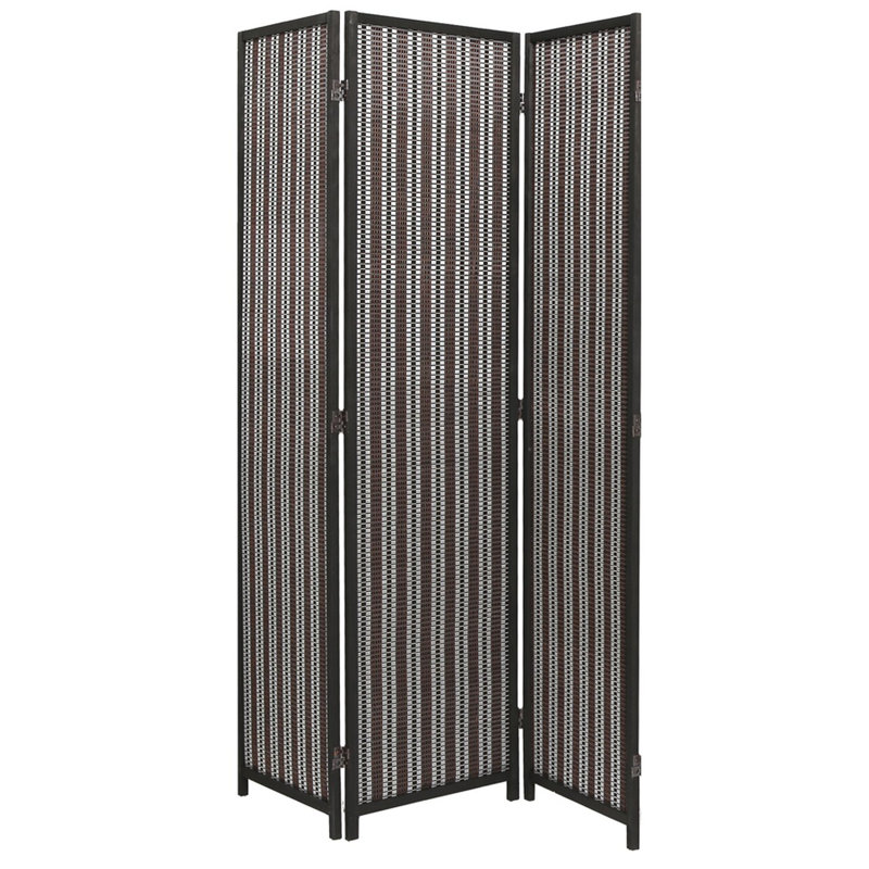 Paravent en bois massif Akridge, 3, Noir
