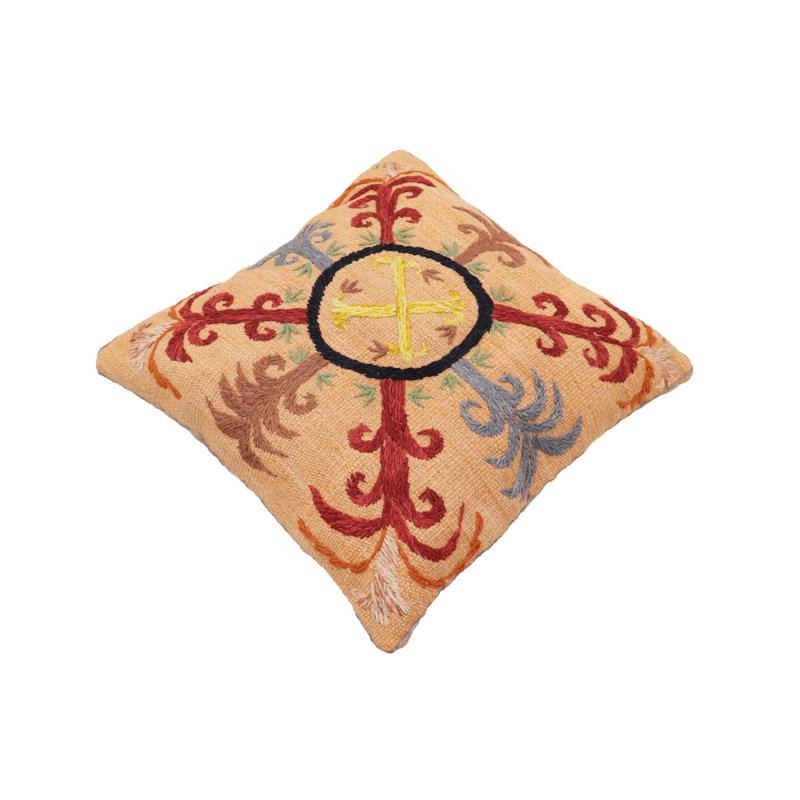 Geometric Throw Pillow, Black/Rust