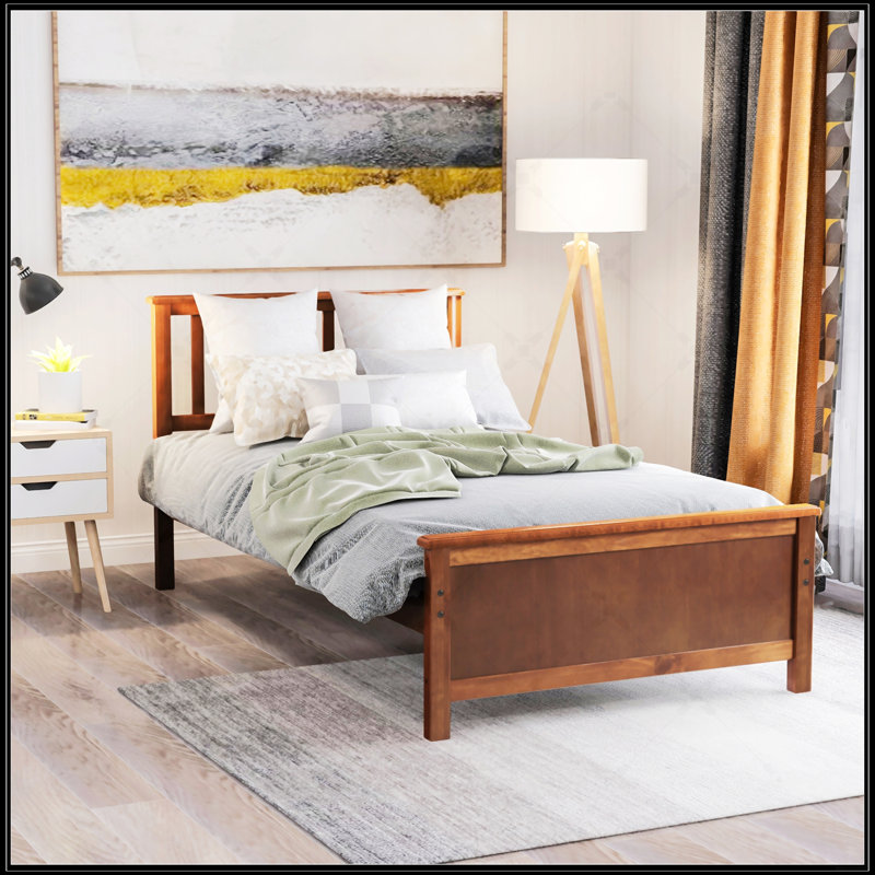 Lit plateforme simple en bois avec tête de lit